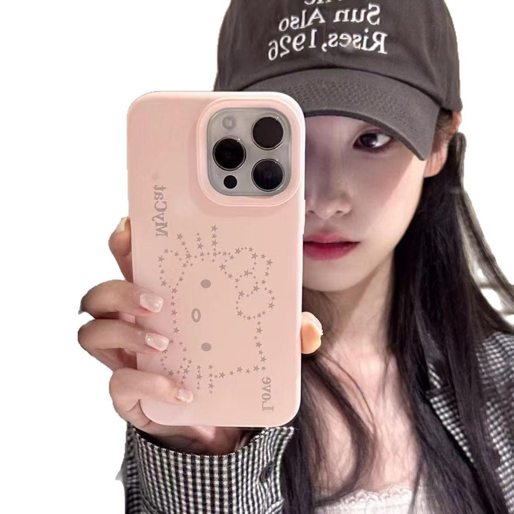 Чехол Star Lines Hello Kitty для iPhone 17 Pro Max/16/15 Pro/14 Plus - Милый и прочный дизайн из рисовой шелухи