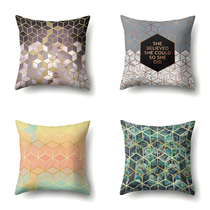 Ins Marble Polyester Pillowcase Car Decoration Home Printed Car Waist Cushion Pillowcase Pillowcase Car Decoration