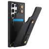 For Samsung Galaxy S25 Ultra Case Kickstand Card Slots Leather Coated TPU Cover with Shoulder Strap