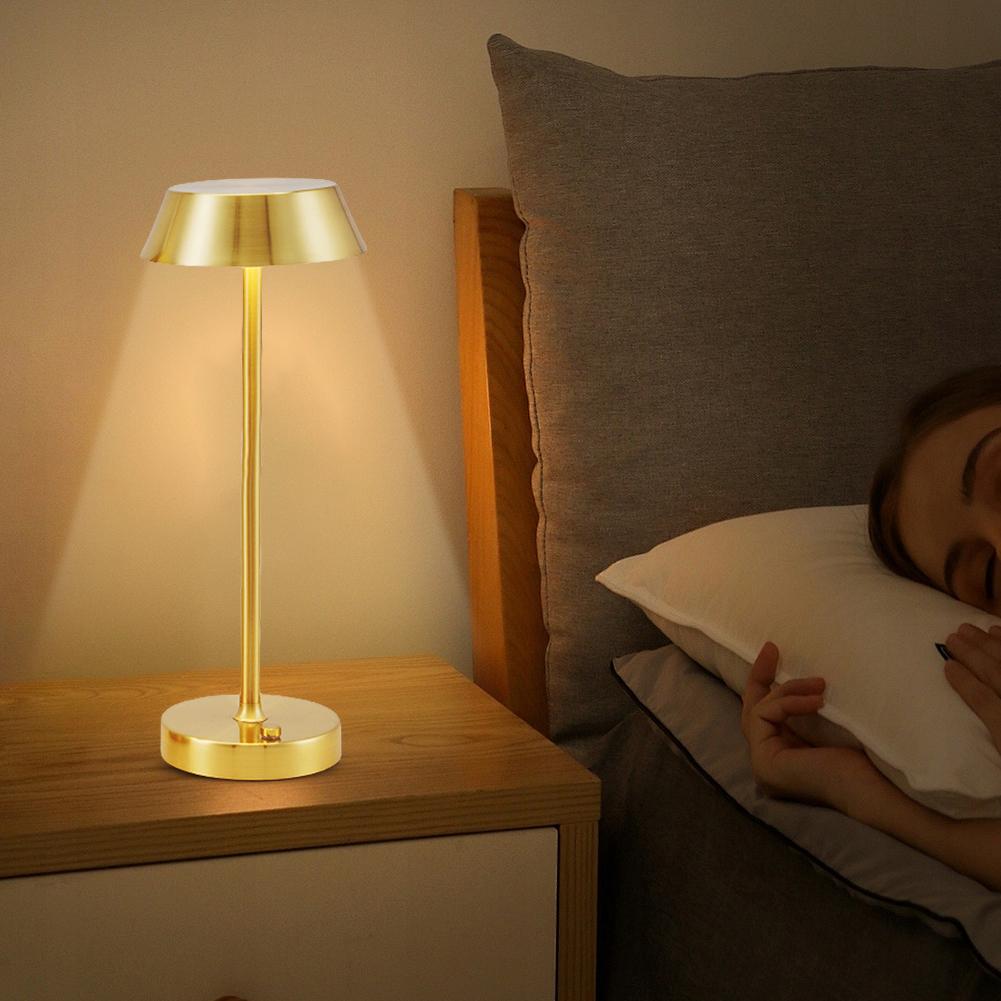 LED Wireless Gold Table Lamp Stepless Dimmable Touch Table Light Creative Night Light for Restaurant Bedroom Patio