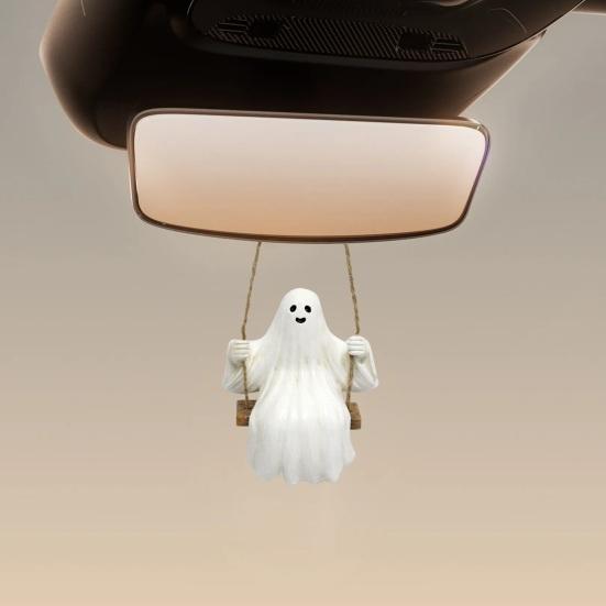 Качели Привидение Садовая Статуя Милая Полимерная Фигурка Привидения Уличное Подвесное Украшение на Дерево для Крыльца Сада Газона Двора Декор