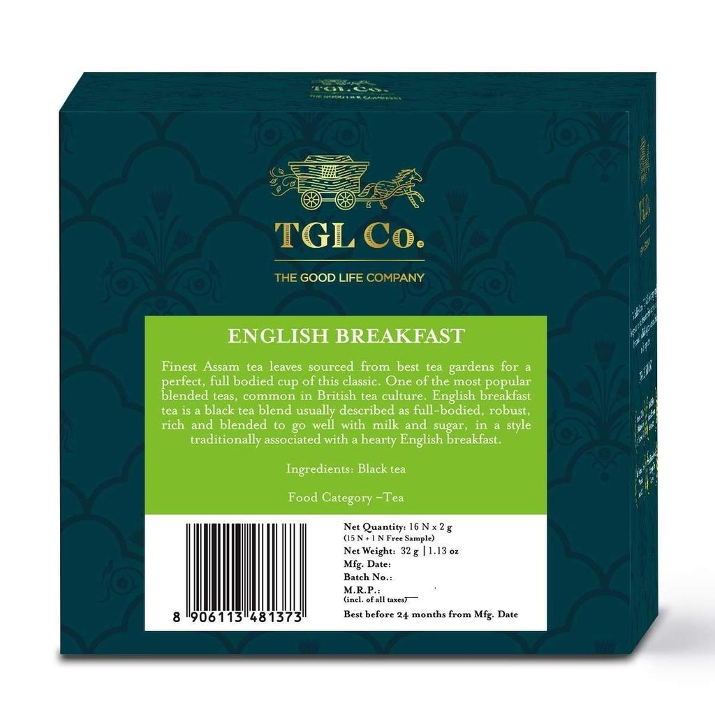 Black Tea English Breakfast (16 Pack, 2 G), English Breakfast Black Tea, TGL Co.