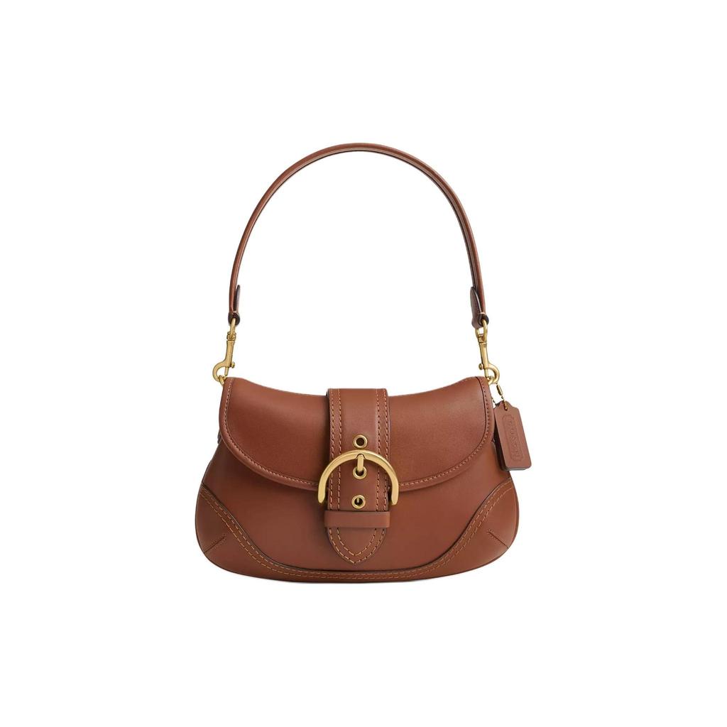 COACH Soho Recycled Leather One Shoulder Handbag Medium Women's Saddle CR699-B4L4A