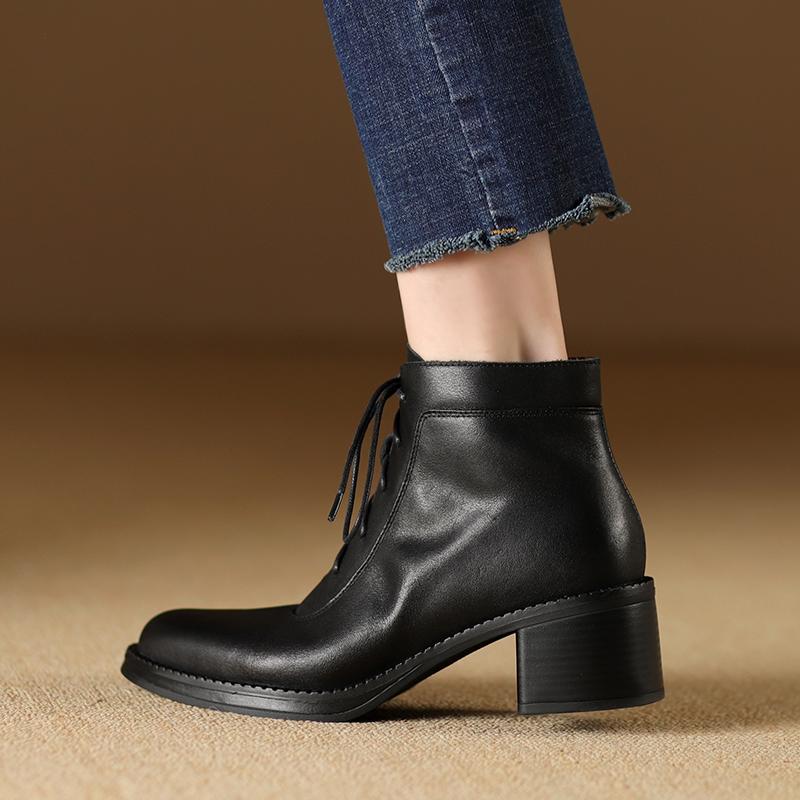 Женские сапоги из натуральной кожи, лидер продаж, осенняя обувь для женщин, зимние сапоги ручной работы, туфли на толстом каблуке с круглым носком, Zapatos Mujer