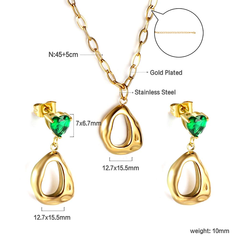 LUXUKISSKIDS Нержавеющая сталь Роскошные Дубайские украшения Женский Позолоченный Модный Набор Ожерелье и Серьги Свадебная Опт Циркон