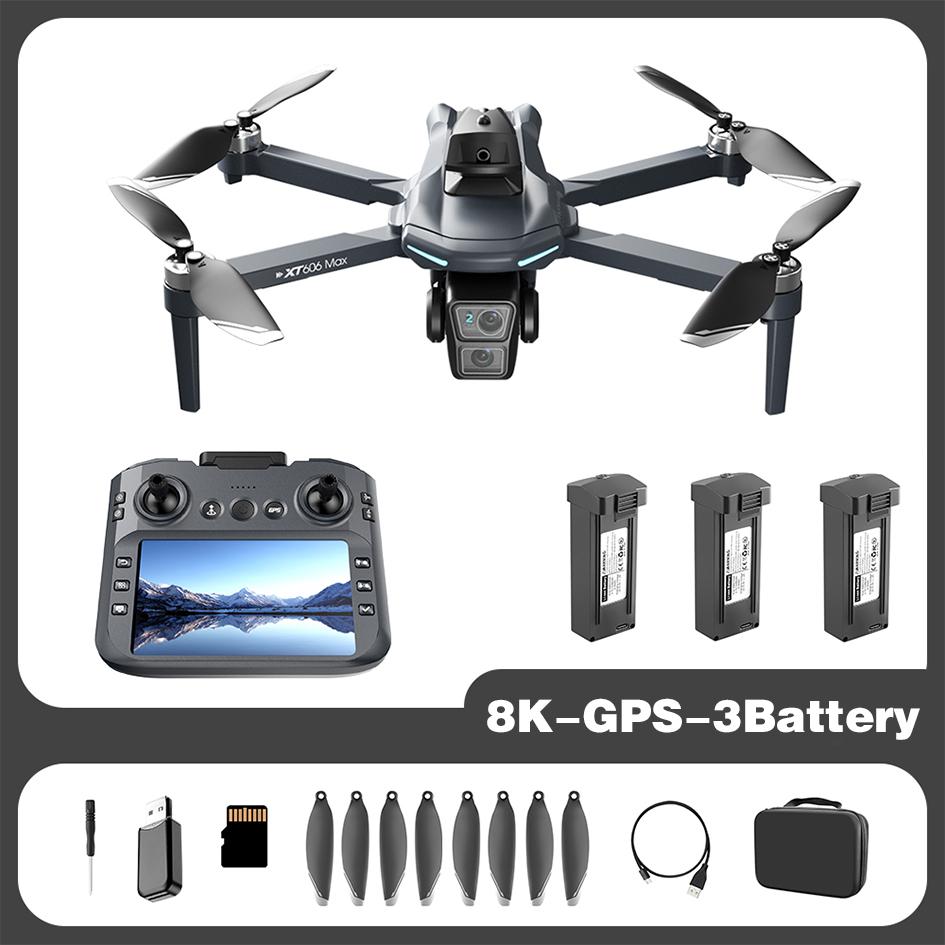 НОВЫЙ XT606 Max GPS Дрон 8K HD Профессиональный Двойная Камера 5G WIFI FPV Предотвращение Препятствий Бесколлекторный RC Квадрокоптер Избегание Складной Дрон Игрушка