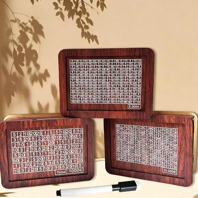 Wooden Euro Money Counter Box 1 Set 1K to 10K Euro Capacity Savings Piggy Bank for Family Budget Management Home Decor