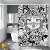 A-Ahegao M-Manga Girl Shower Curtain Outdoor Scenery Summer Vacation Bathroom Decor Holiday Polyester Bath Curtain with Hooks