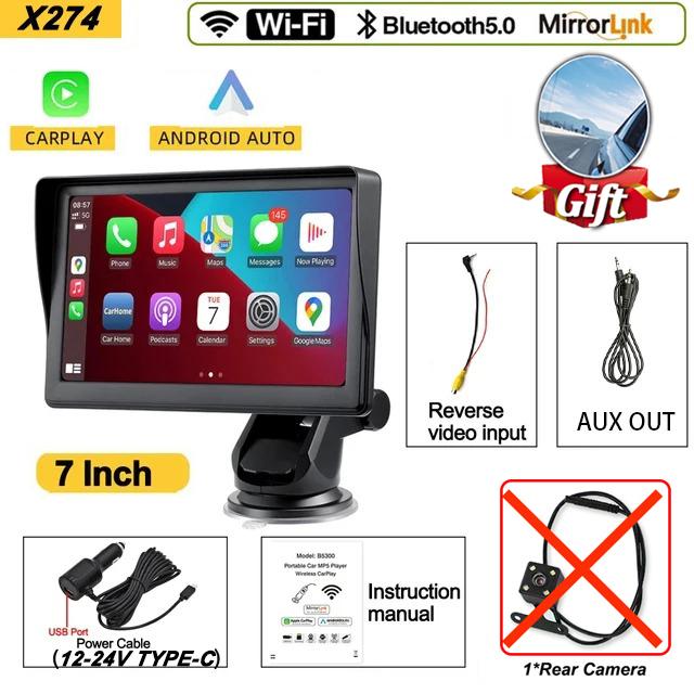 Universal 7Inch Automotive Multimedia Video Player Wireless Carplay Android Auto Touch Screen AUX Smart Car System Free Mirrors