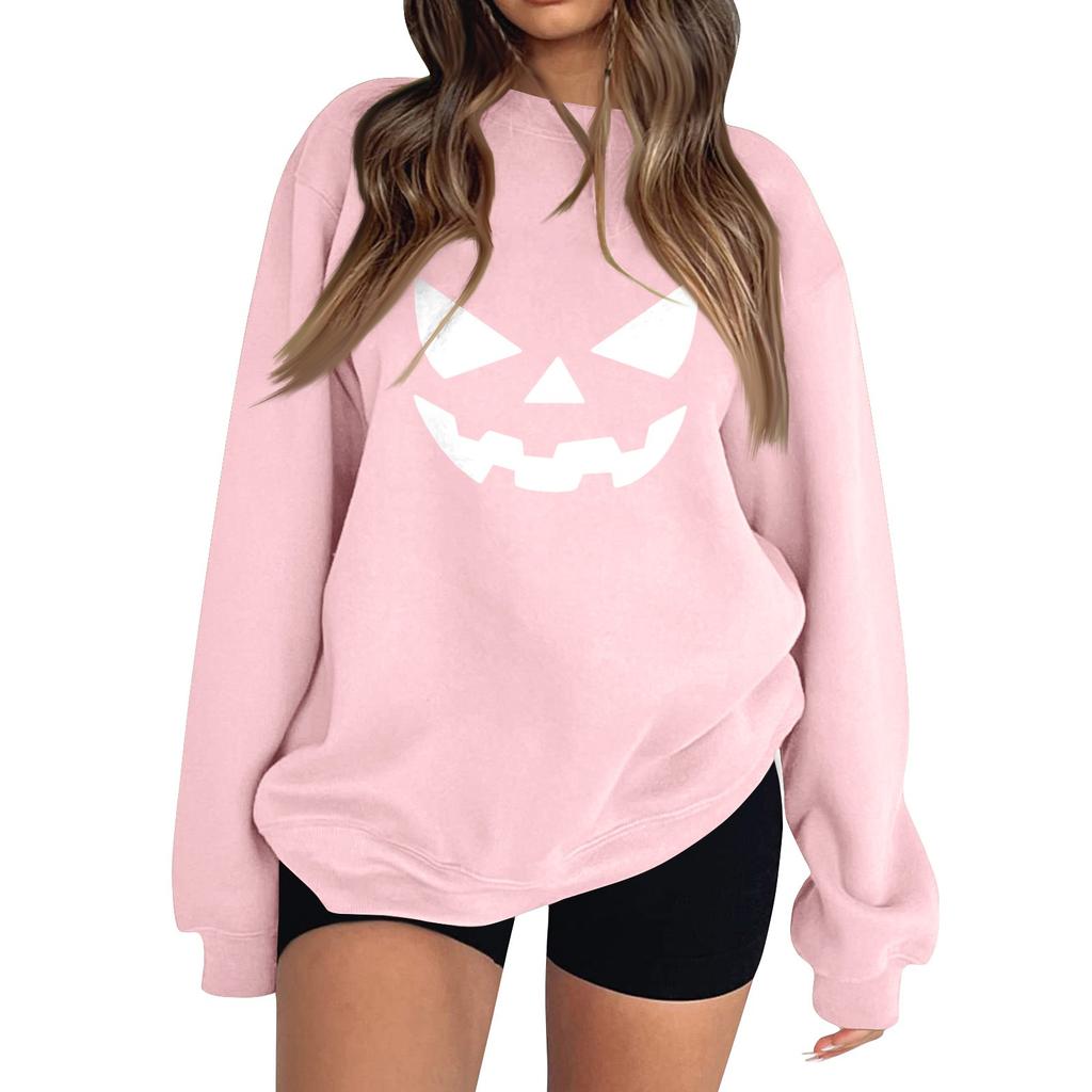 Women's Fashion Long Sleeve Printed Round Neck Pullover Top Sweatshirt