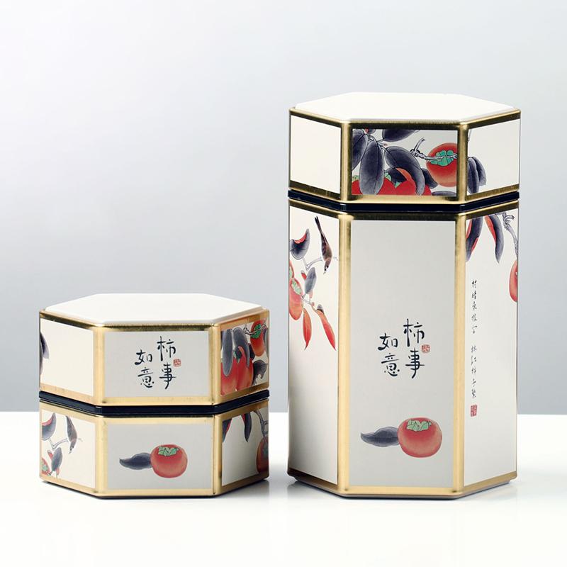 Креативный шестиугольный чайник, жестяная банка, китайская жестяная емкость для хранения чая, герметичная переносная коробка для чая, пустая банка, чайный сервиз, аксессуары