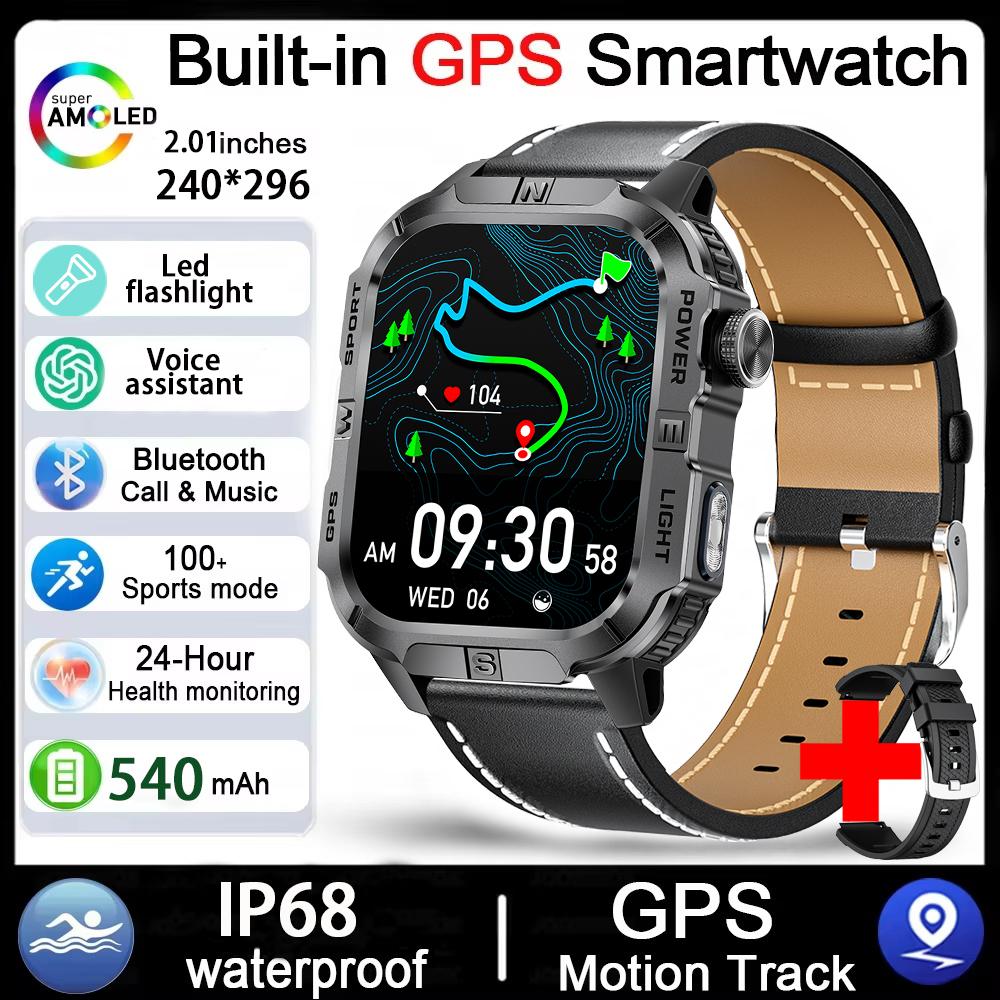 Новые мужские умные часы для активного отдыха и военных оснащены GPS, светодиодной подсветкой, компасом, беспроводной связью, водонепроницаемостью IP68