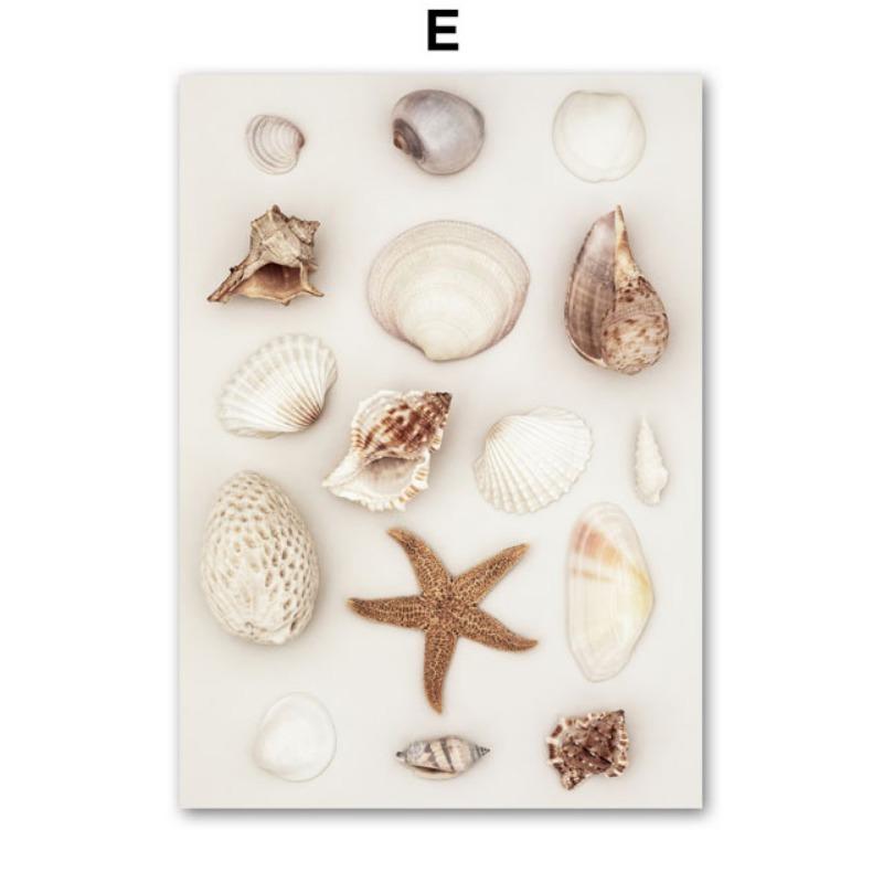 Океан Парусник Пляж Ракушка Краб Раковина Пейзаж Плакаты И Принты Настенное Искусство Холст Масло Живопись Картины Для Декора Гостиной