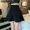 2023 Летняя универсальная юбка-рыбий хвост с высокой талией и оборками, женский шикарный дизайн, однотонная тонкая юбка А-силуэта, короткая юбка на бедрах