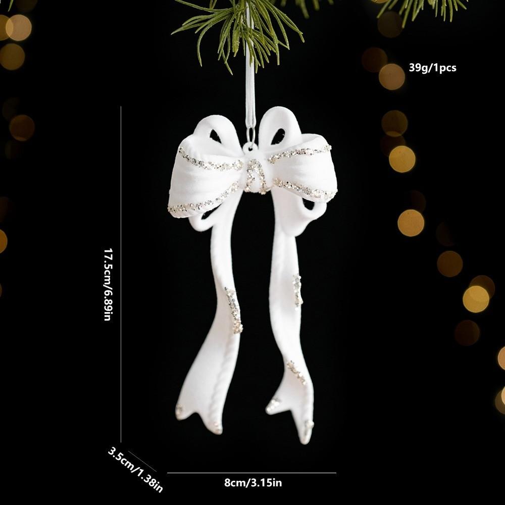 Plastic Christmas Bell Pendant Flocked Snowflake Bowknot Decor Christmas Tree Decor