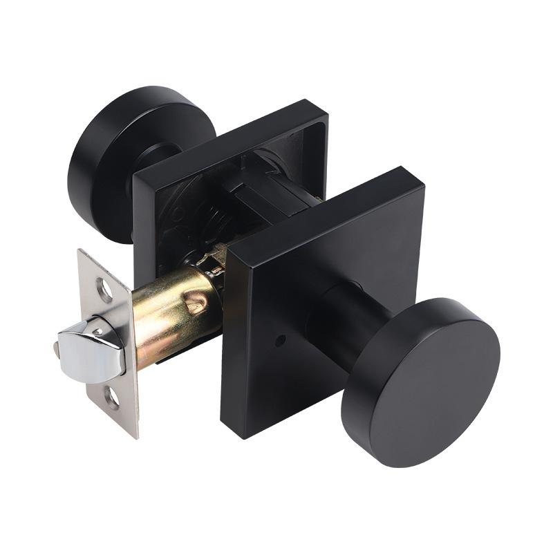 Indoor Home Bathroom Lock Hidden Button Double-sided Latch Door Lock Bedroom Solid Zinc Alloy Gold Double-sided Door Handle