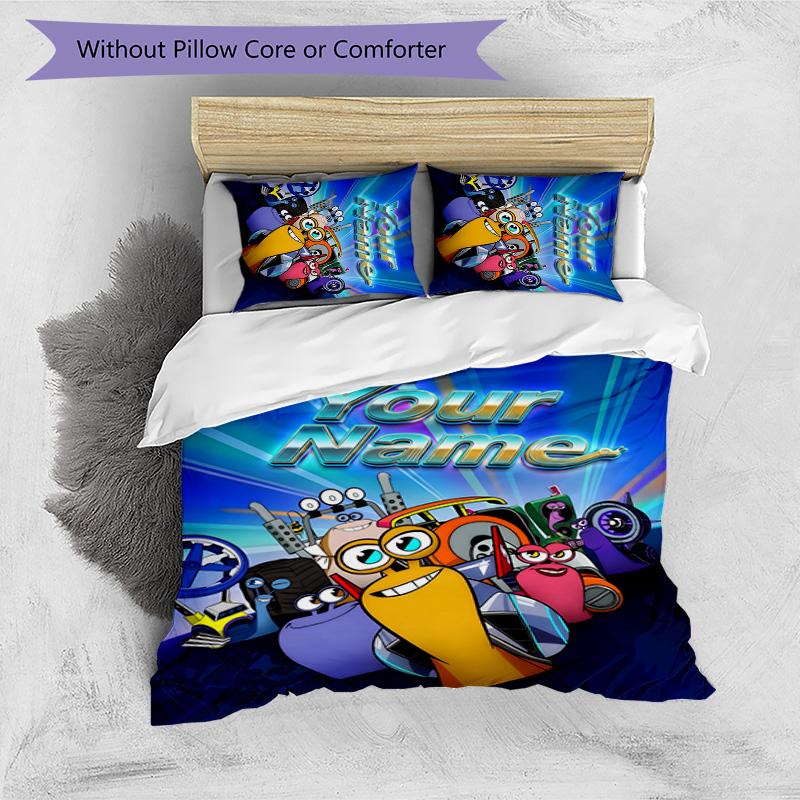 3pcs TURBO Cover Set - Personalized Name, HD Printed Bedding with 1 Cover and 2 Pillowcases - Perfect for Home Decor, Easy Care