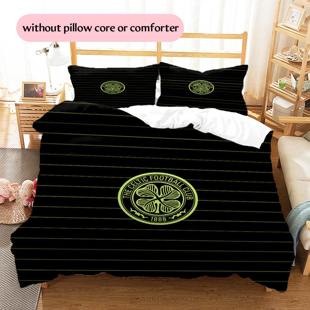 Celtic F.C Pattern Bedding Quilt Set Home Decoration Gift (1 * duvet cover + 2 * pillowcase without core)