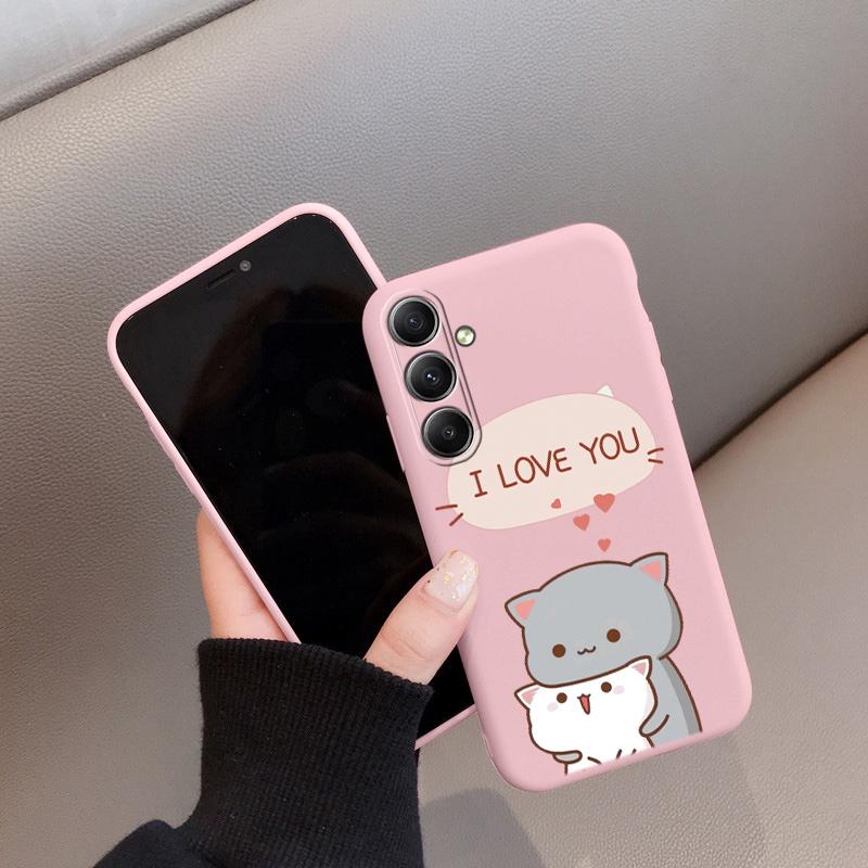 Мягкий силиконовый чехол с рисунком кота для Xiaomi Redmi Note 13 Pro Samsung A55 M35 S24 FE iPhone Huawei Honor 200 Realme Camera Защитный противоударный чехол