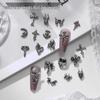 Retro Dark Chrome Halloween Nail Charms: Angel, Skull, Punk Heart