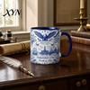 Independence Day Cup USA 250th Anniversary Blue Mug, Patriotic Ceramic Coffee with Heritage Eagle Flag Design, Gift for Veterans Men Women Durable