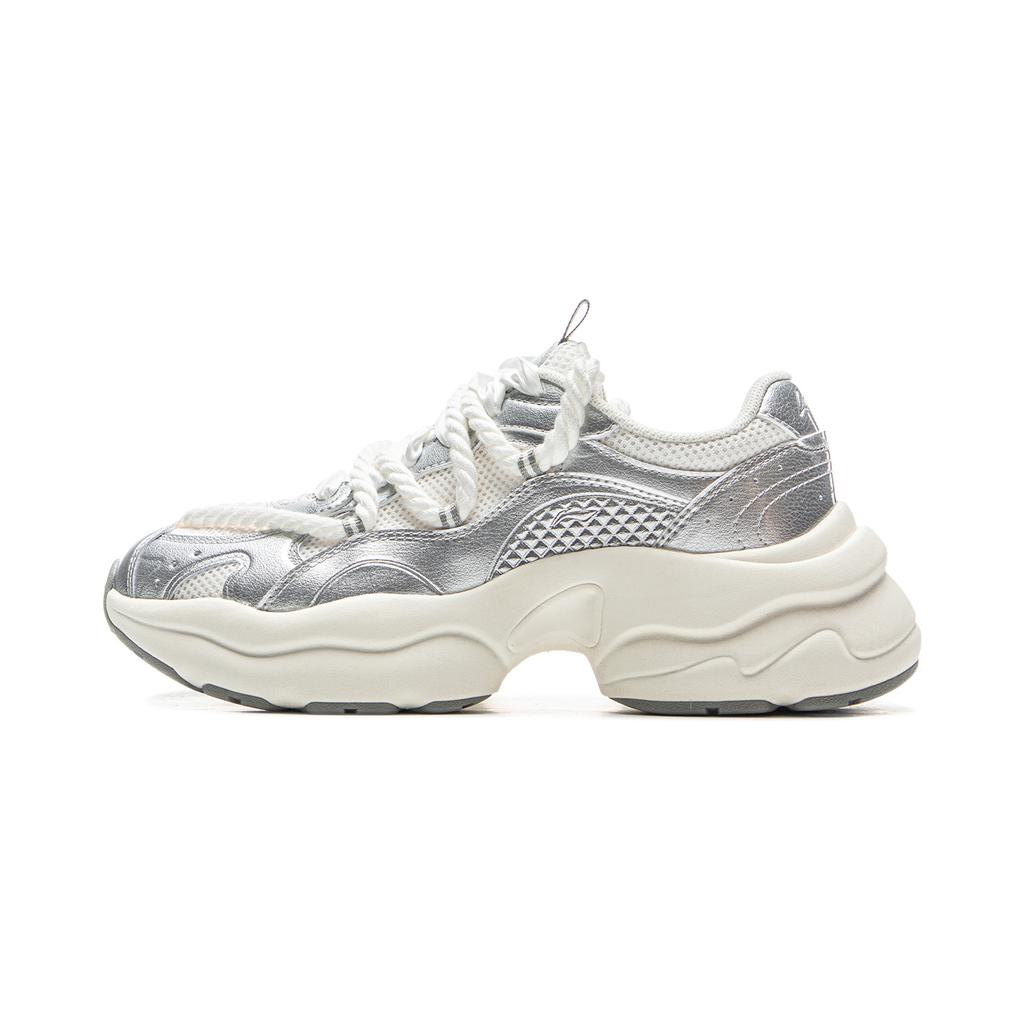 Li Ning Амортизация Скользкие Устойчивые к истиранию Поддержка Отскок Низкие Повседневная Обувь Женская Серебристый Белый AGCV134-4