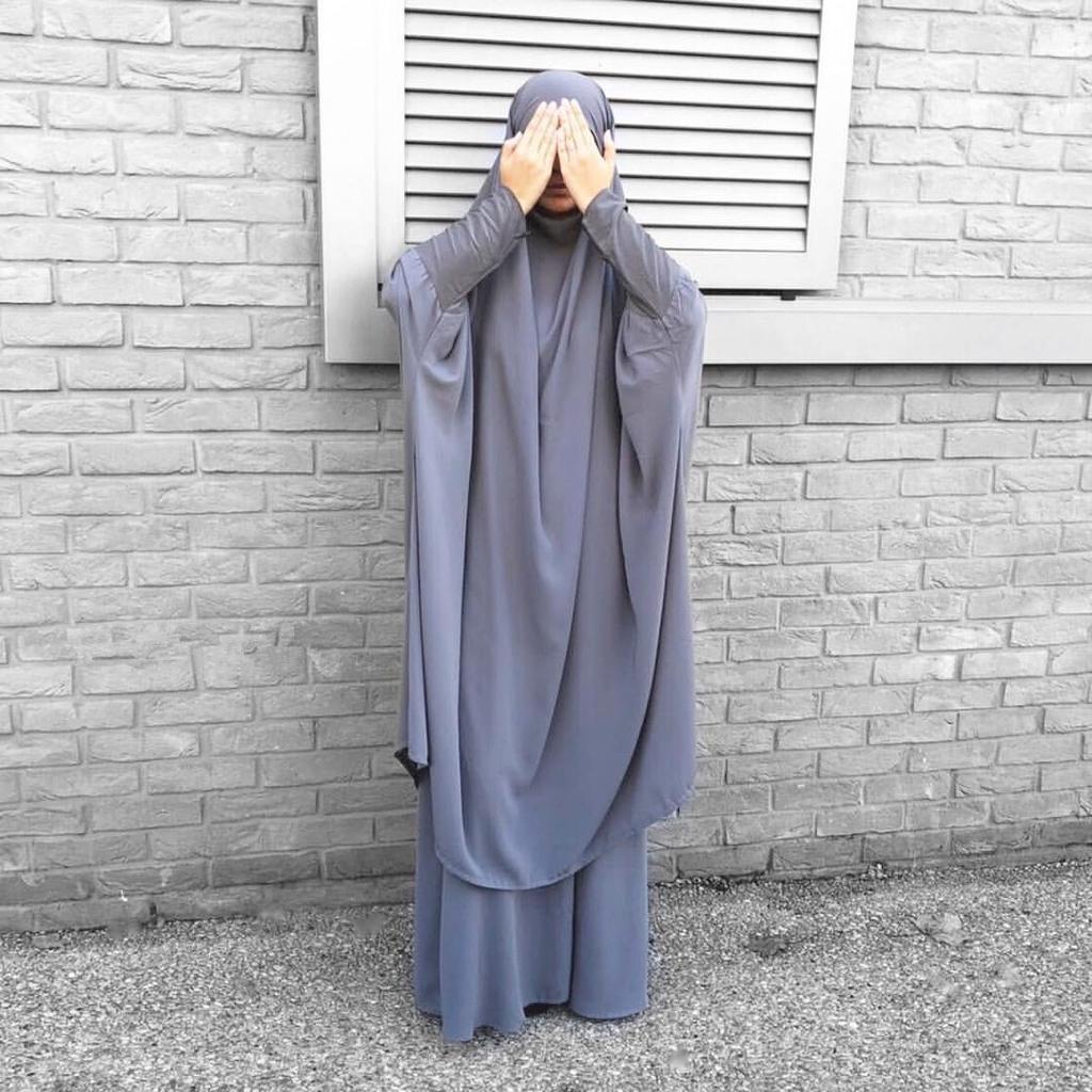 PLUS SIZE Women Muslim Dresses Solid Color Headgear Mosque Bat Sleeve Loose Robes Cardigan Ramadan