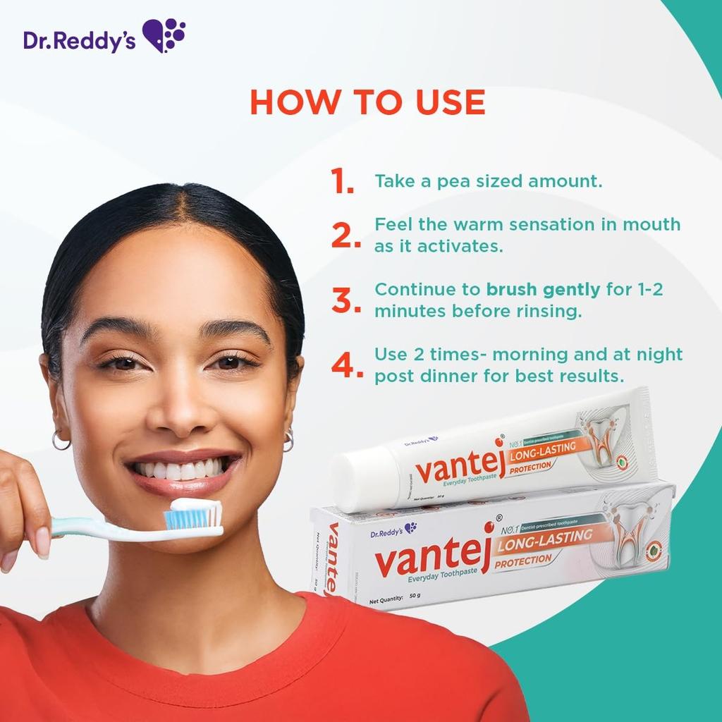 Vantej Toothpaste 50g Pack of 1 Non-Fluoridated Sensitive Teeth Mint Paste for Brighter Smile