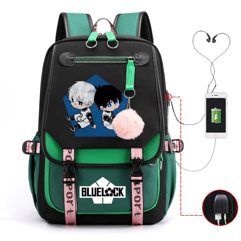 Blue Prison Anime School Bag College Wind Large Capacity Middle School Student Usb Backpack
