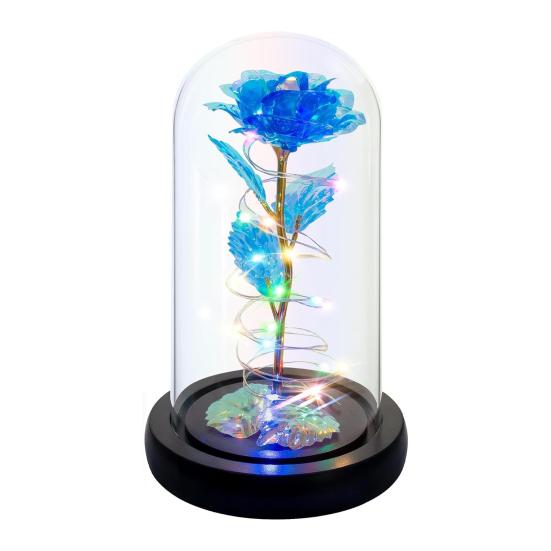 Вечная роза в куполе со светодиодной подсветкой Романтическая светящаяся искусственная роза Подарок для жены, девушки, бабушки на годовщину, день рождения, День святого Валентина, праздник