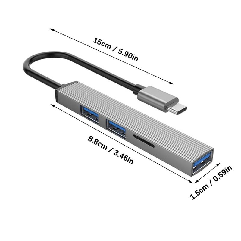 Многопортовый USB-C адаптер USB 3.0 концентратор для высокоскоростной передачи данных и слот для карты Картридер для передачи данных
