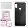 apgo Protective Skin Sticker for the Back Compatible with Xiaomi Redmi Note 6 Pro, Wrap Film, Foil, Vinyl - Pattern Black Leather