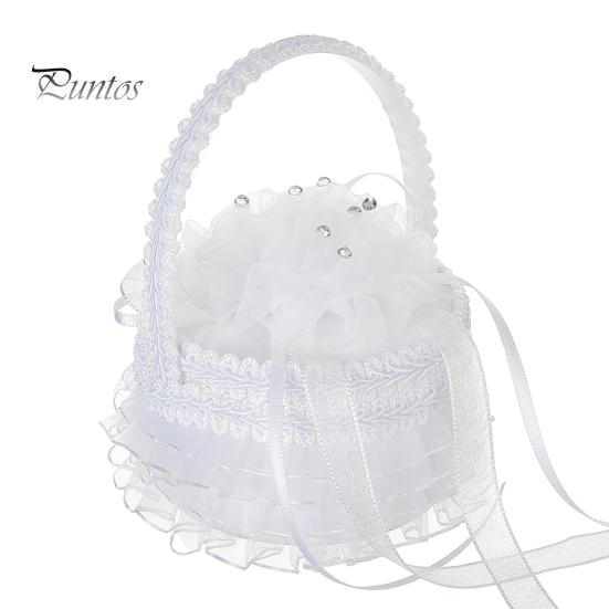 Белая кружевная коробочка для колец, держатель для свадебных колец с ручкой, подушка для колец с лентой и цветком для церемонии помолвки