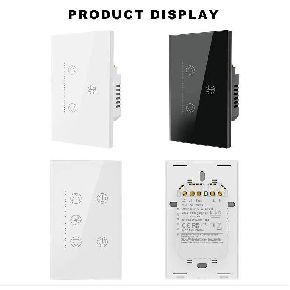 Tuya WiFi Bluetooth Smart Fan Light Switch US Standard Wall Touch Switch APP Remote Voice Timer Speed Control Alexa Google