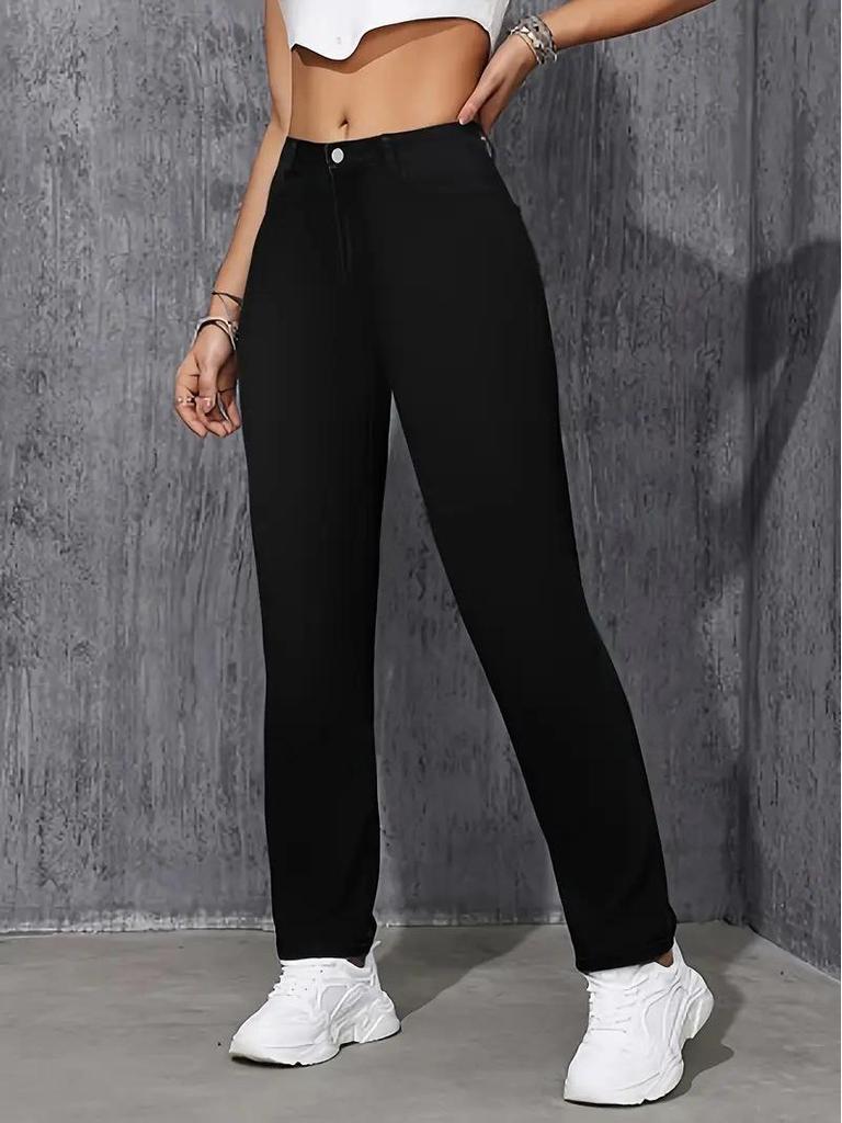 Womejeans Женские черные джинсы скинни - Повседневные универсальные длинные брюки