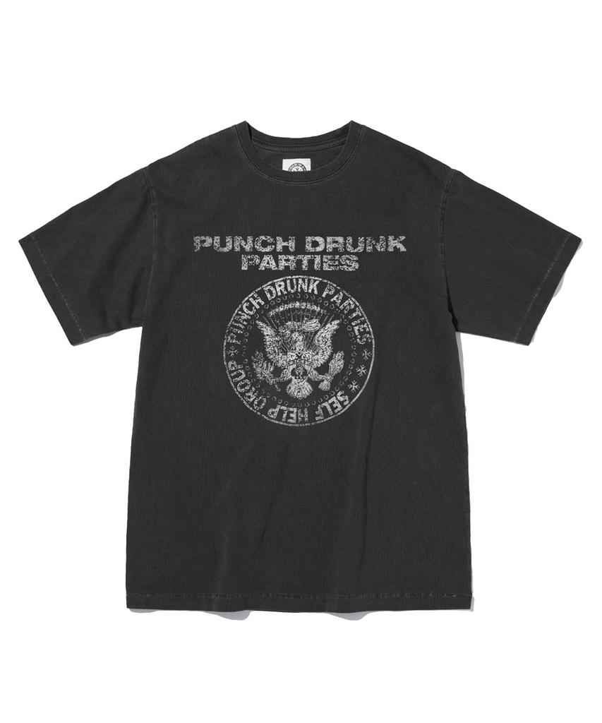 PUNCH DRUNK PARTIES Shg Seal Футболка, окрашенная в готовом виде (Древесный уголь)