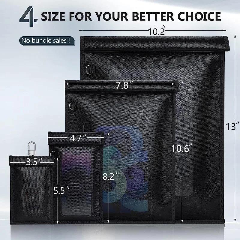 Car Key Signal Shielding Bag RFID Blocking Faraday Pouch Waterproof Fireproof Anti-Theft Protection for Keys Phones Storage