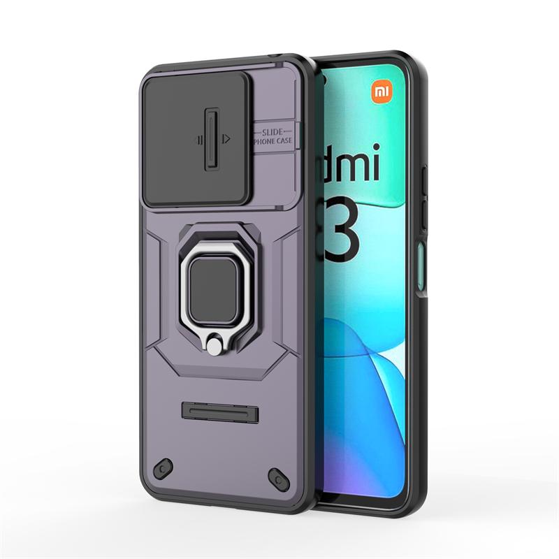 Противоударный чехол для Xiaomi Redmi 13 Чехол для Redmi 13 4G Держатель-кольцо Бронированная задняя крышка для Redmi 13 Чехол с выдвижным окном 6,79 дюйма