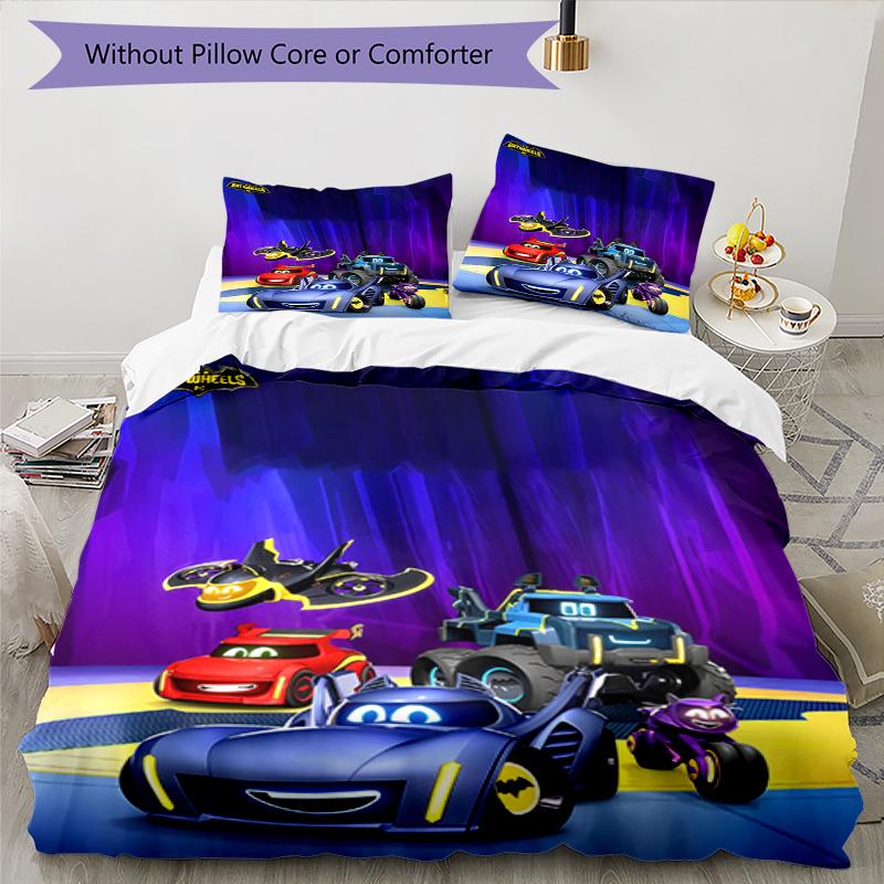 3pcs Batwheels Bedding Set Duvet Cover Closure Includes 1 Duvet Cover & 2 Pillowcases, Soft and Comfortable for All Seasons.