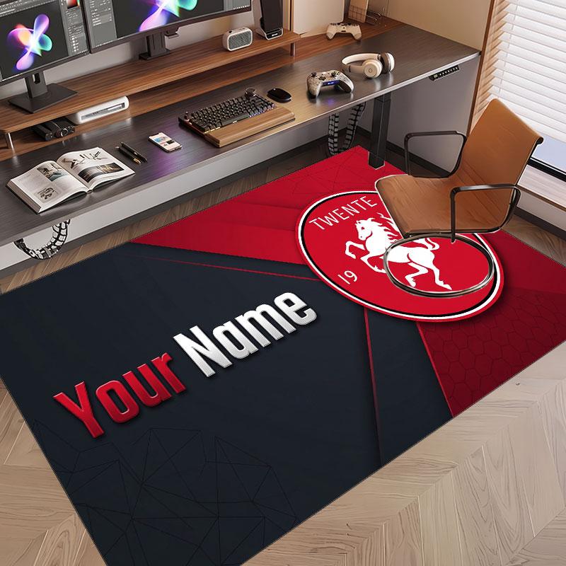 Custom Rug FC Twente Pattern Print Name Text Soft Non‑Slip Floor Carpet for Home Indoor Decoration