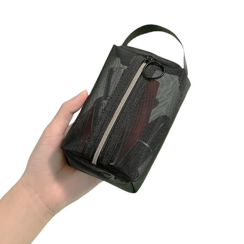 Mini Mesh Nylon Makeup Bag - Portable Lipstick, Coin, and Cable Organizer
