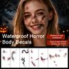 Sensitive Skin Safe Tattoos Halloween Temporary Face Tattoos, Realistic Scary Makeup Stickers, Waterproof Water Transfer Skull Patterns Decals,