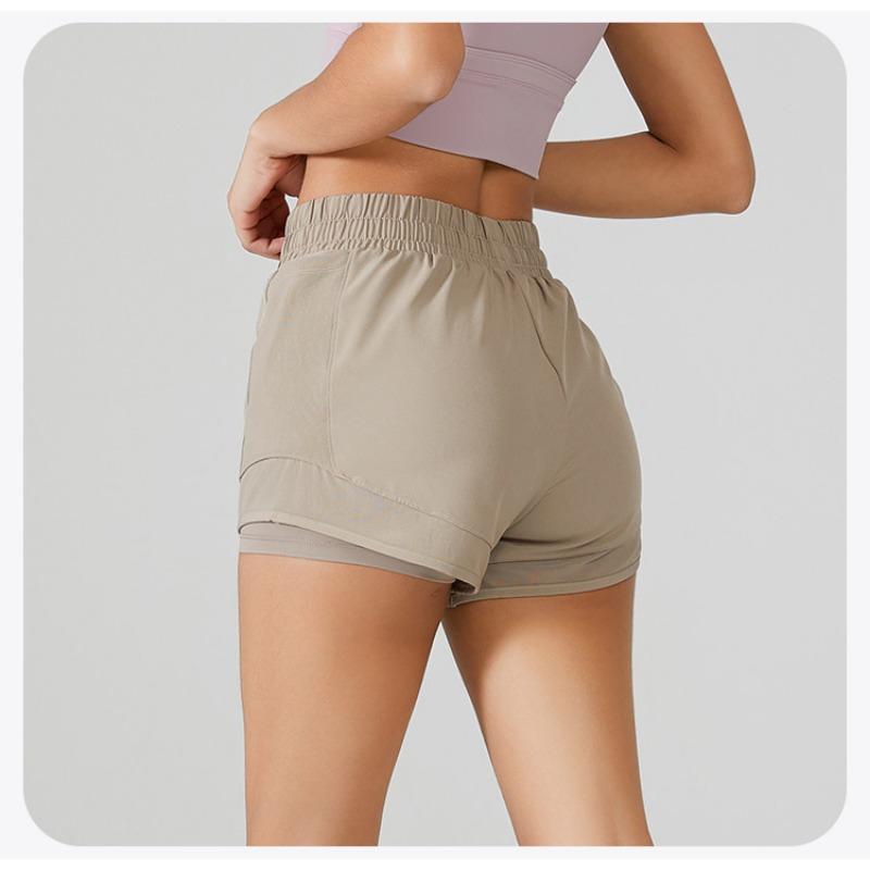 Женские летние поддельные спортивные шорты из двух частей с высокой талией, свободные антибликовые брюки для фитнеса
