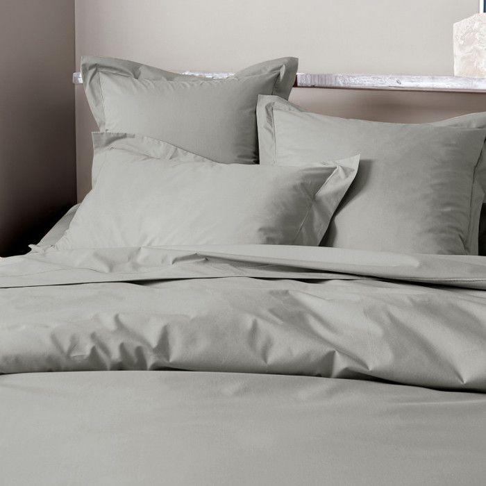Drap plat percale de coton peigné "Julian" toutes dimensions Coton Pur - Julian Perle - 180 x 290 cm pour lit 1 place