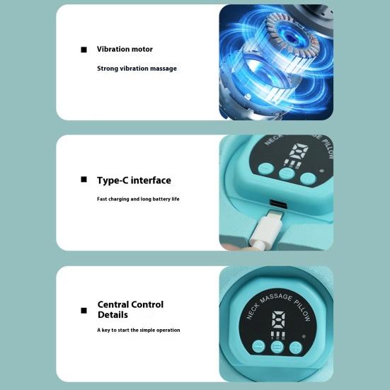 Multi-purpose Neck Massager Pillow Deep Tissue Neck Shoulder Pain Relief Relaxer Pillow Ergonomic Portable Heated Vibration Neck Stretcher Cervical