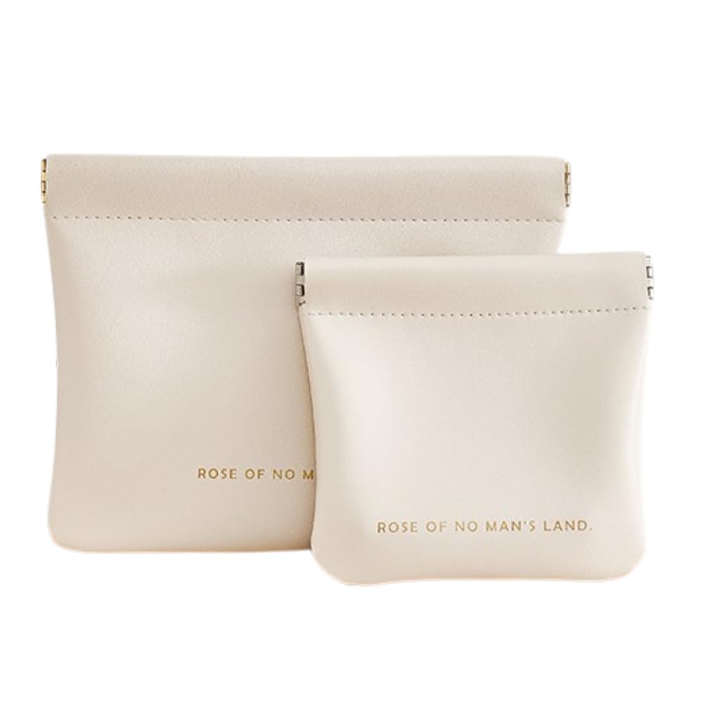 Ideastore Mini Drawstring Cosmetic Set of 2 for Sanitary and Small Accessories Pouch, Sizes, Napkins, Items, Jewelry, (White)