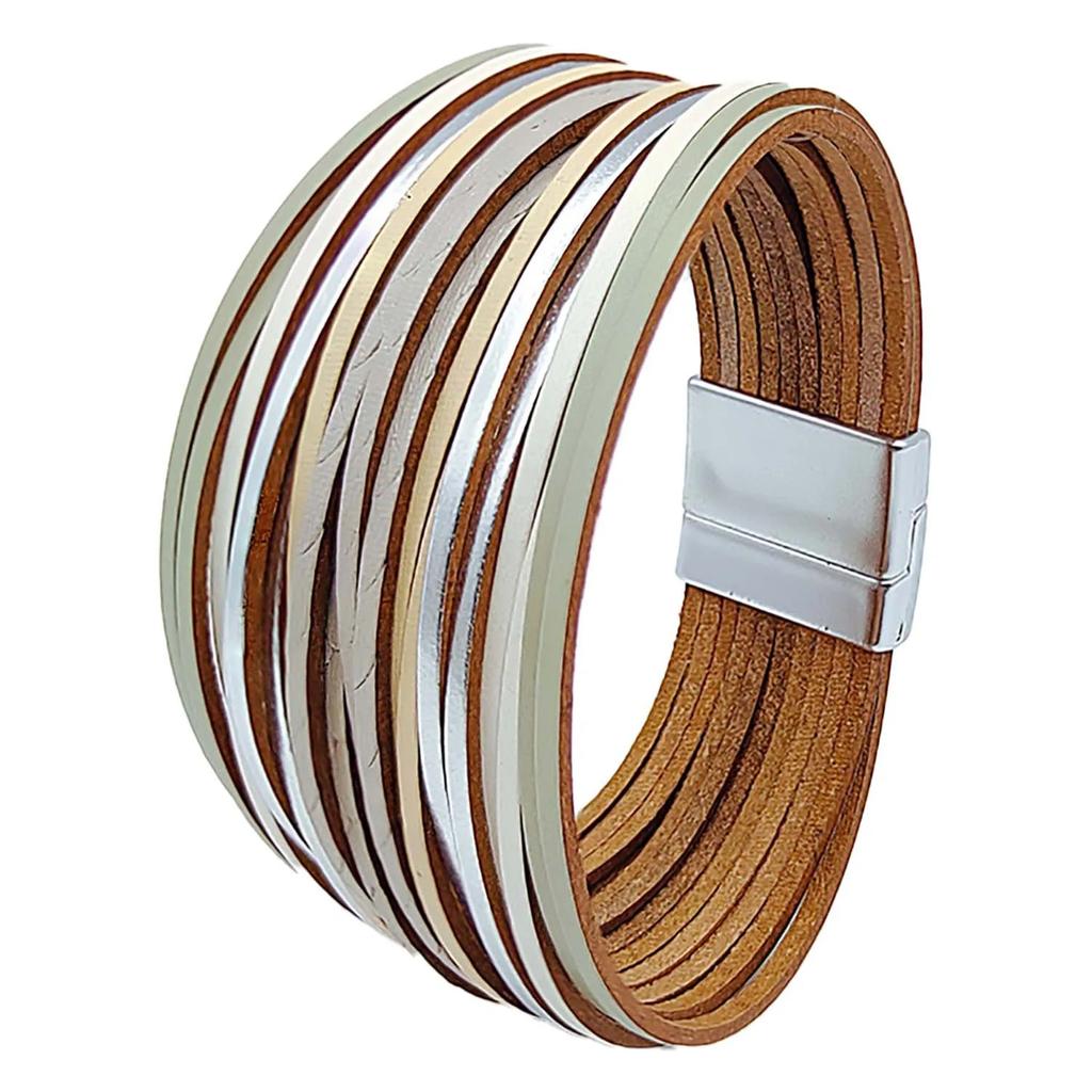 WYBU разноцветный многослойный женский браслет, кожаный браслет ручной работы для женщин, широкий браслет с магнитной пряжкой, 2021, модные ювелирные изделия