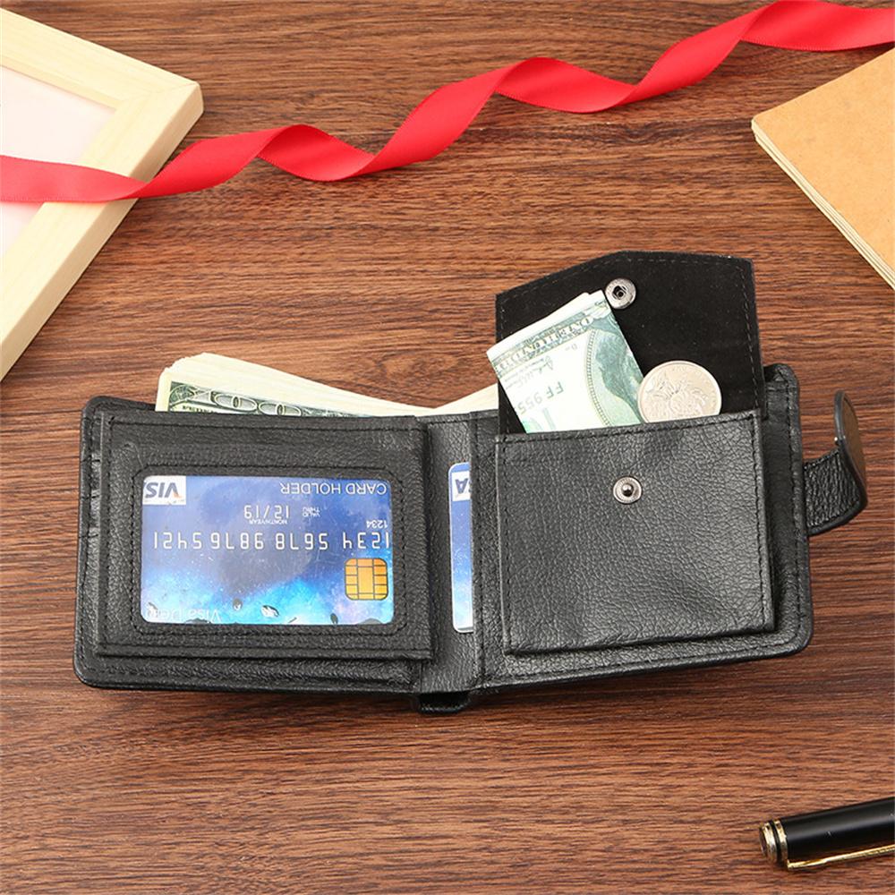 New Short Men Wallets Slim Card Holder Case Quality PU Leather Male Wallet Small Photo Holder 3-fold Bag Men's Purses Money Bag