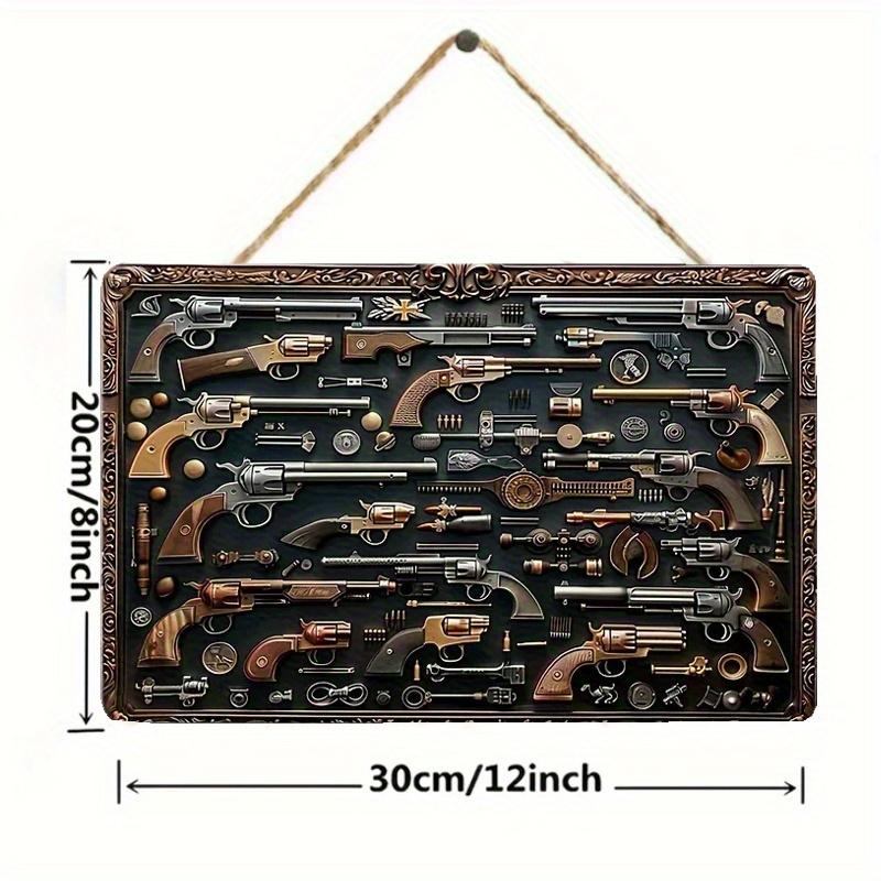 2D плоский деревянный знак 30*20 см винтажный огнестрельное оружие деревянный настенный декоративный знак, ретро военный декор для дома, гостиной, фермерского дома, двери и сцены