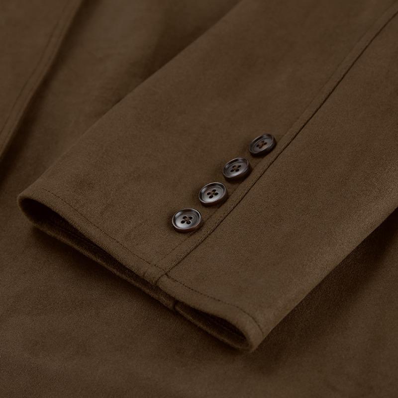 Осенне-зимнее винтажное замшевое пальто женское Design Sense утолщенное пальто средней длины с лацканами куртка женская одежда для поездок на работу